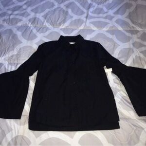 Abound Black Button-Down Top with Flared Sleeves